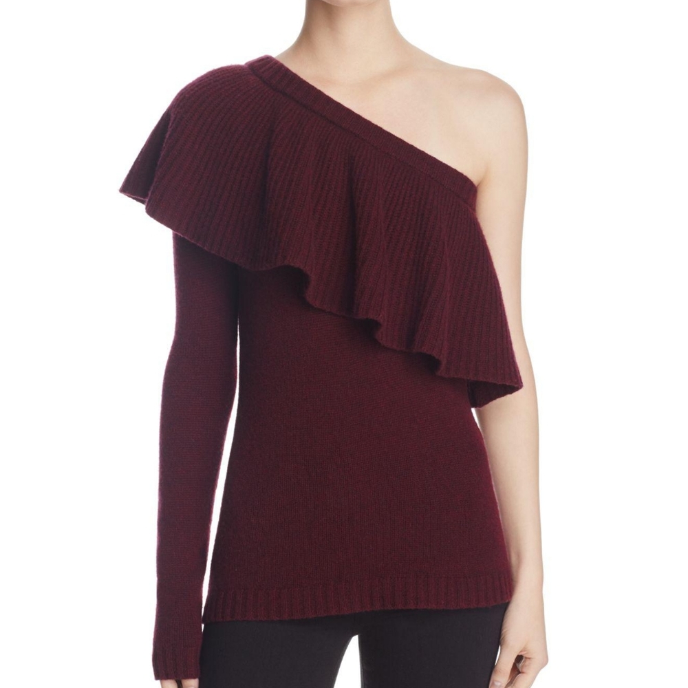 Aqua 100% Cashmere One Shoulder Sweater Small NWT